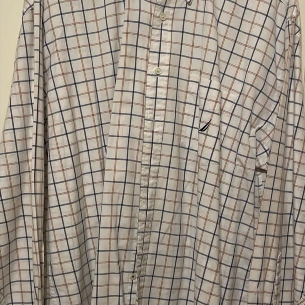 Nautica Men's Casual Checkered Shirt - White, Blue, Tan